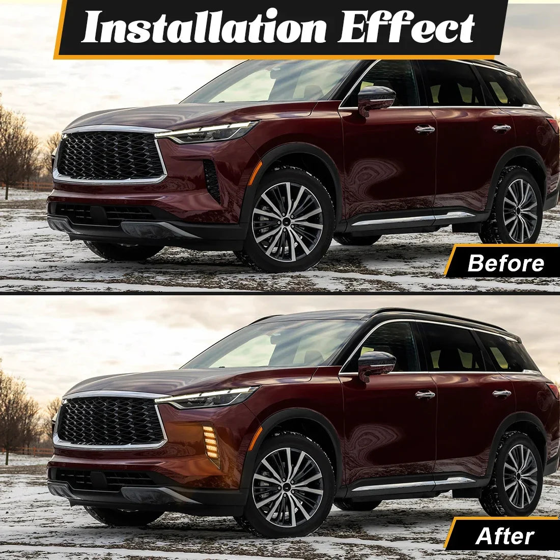 For Nissan Infiniti QX60 2022 2023 2024 Car LED DRL Daytime Running Lights Turn Signal Lamps Front Bumper Headlights Night Blue