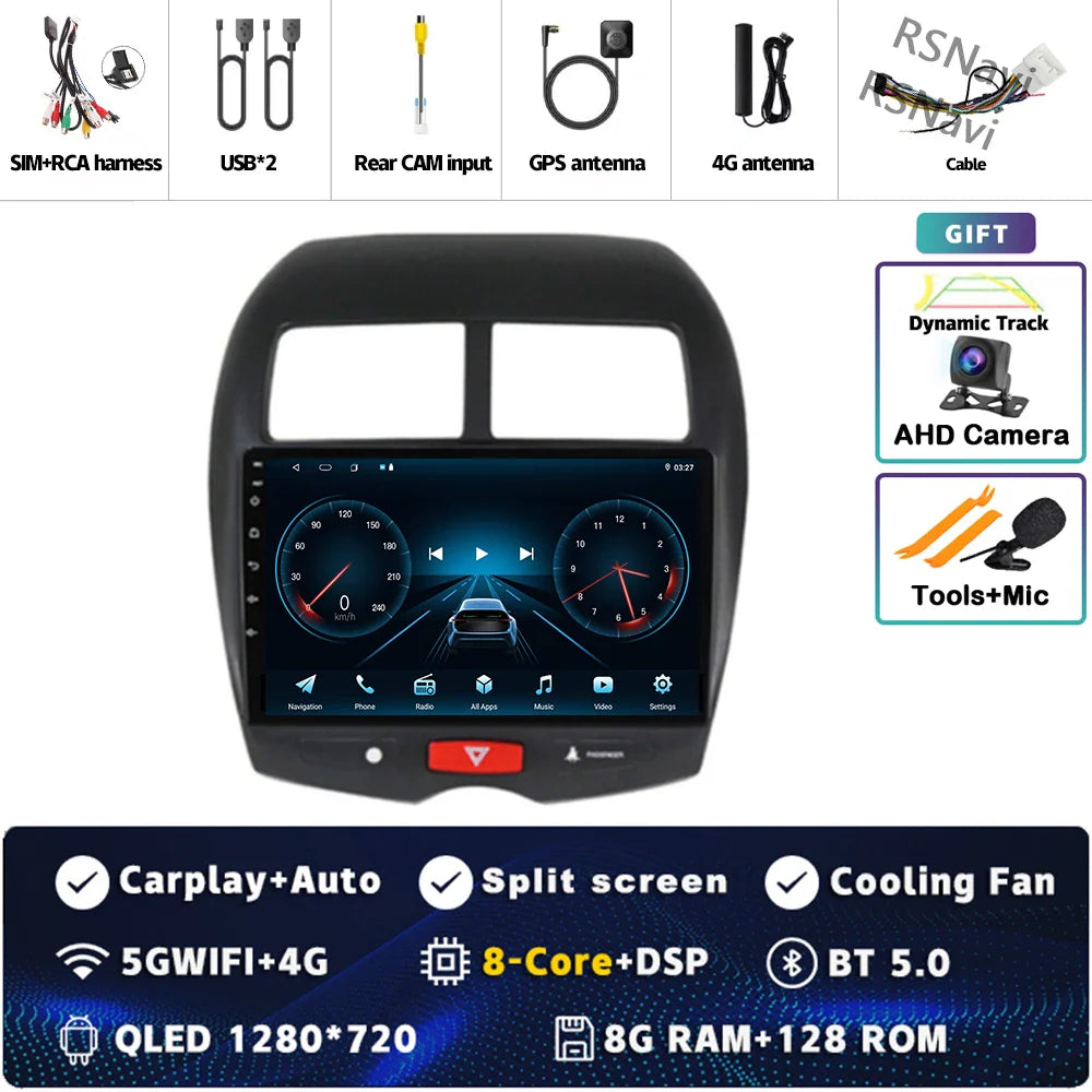 Android 14 For Mitsubishi ASX 1 2010 - 2016 2K QLED Android Car Radio Multimedia Video Player GPS Stereo CarPlay 4G Head Unit