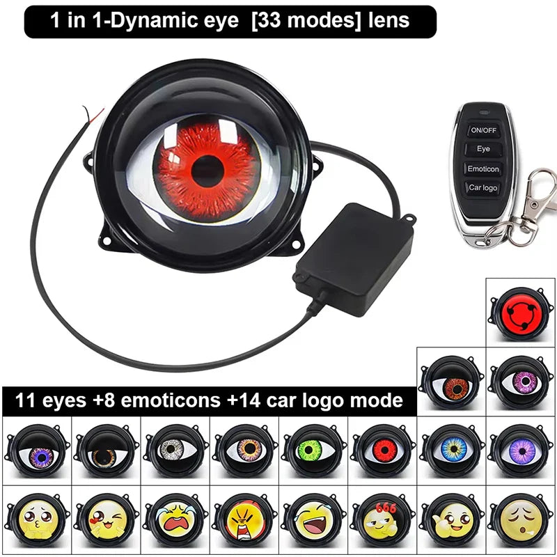 3 Inch Car Devil Eyes Lens Lights 12-36V Demon Red Eye Dynamic Headlight Assembly With Remote Control Auto Retrofit Accessorie