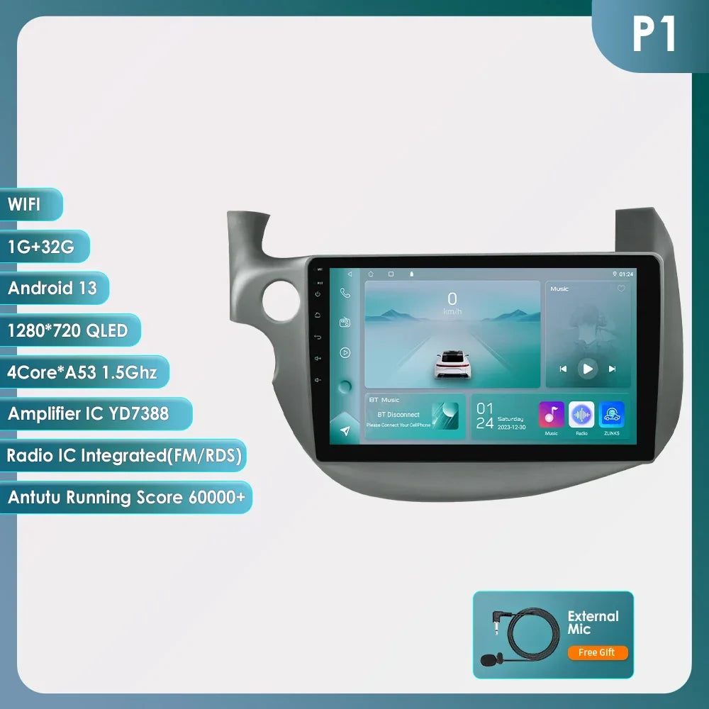 Hizpo 2 Din Android 13 Car Radio For HONDA FIT JAZZ 2007-2013 Multimedia Video Player AI Voice Wireless CarPlay Auto Head Unit