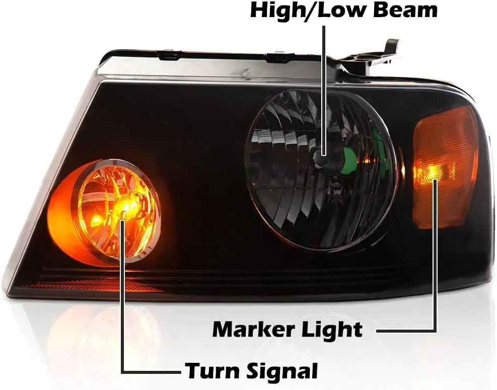 Headlight Assembly Compatible with Ford F150 2004 2005 2006 2007 2008/ Fit Lincoln Mark LT 2006-2008 Driver & Passenger Side Hea