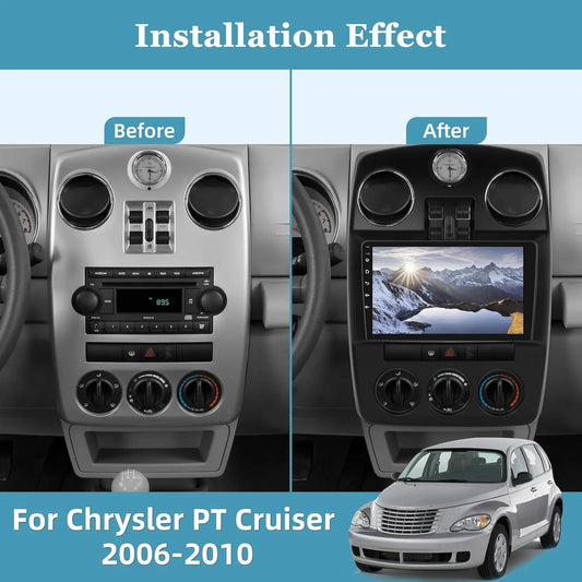 for Chrysler PT Cruiser 2006-2010 Wireless Carplay&Android Auto 9" Touchscreen Car Stereo with Hi-Fi/WiFi/CPS+AHD Backup Camera