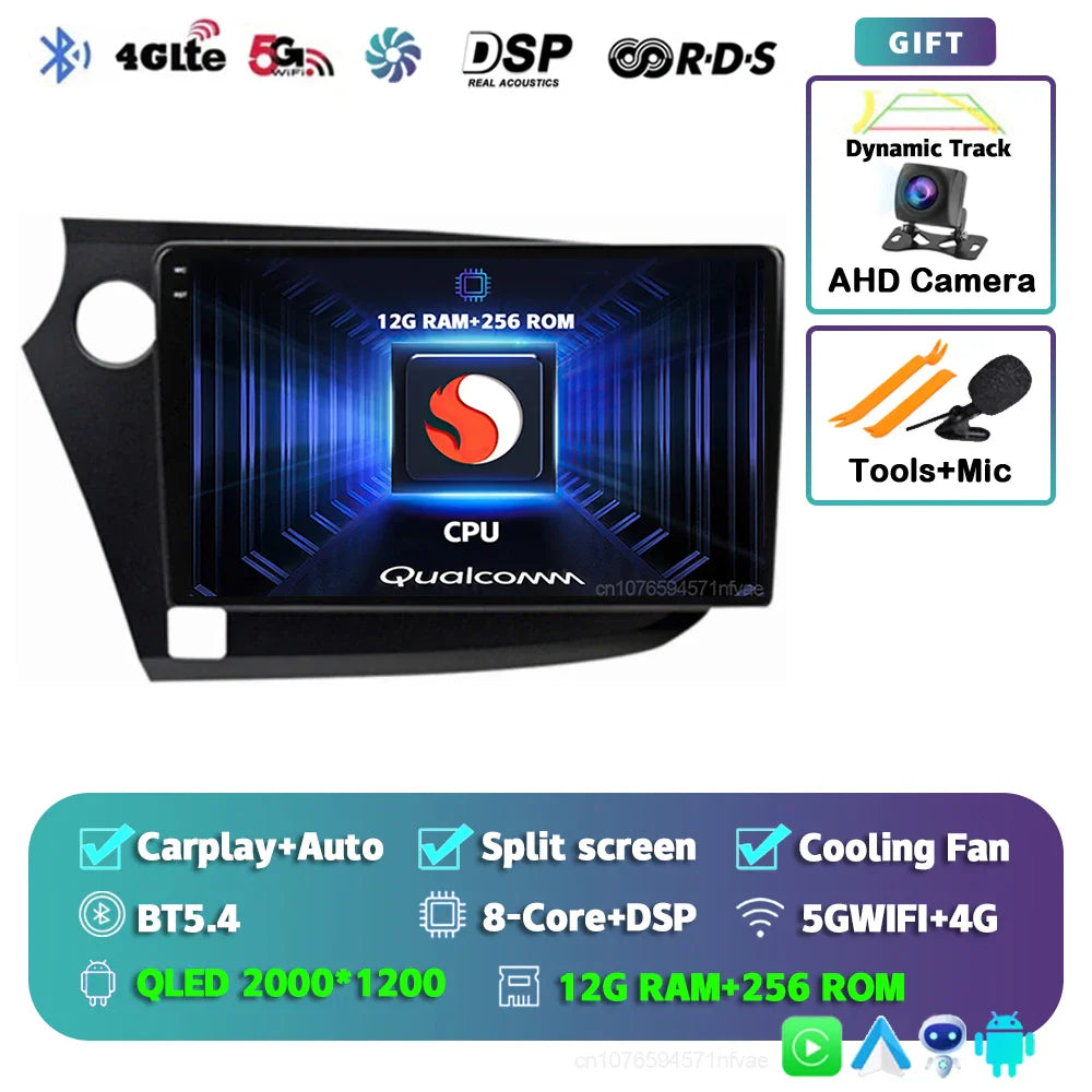 Android 14 Carplay Auto Car Radio Multimedia Player For HONDA INSIGHT 2009-2014 Navigation Autoradio GPS Stereo 2din Head Unit