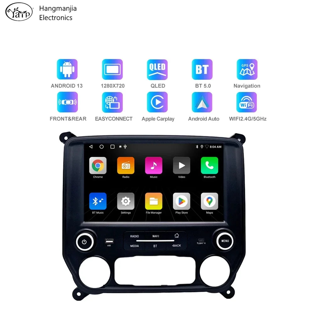 hangmanjia Car Auto Radio Navigation For Chevrolet Silverado GMC Sierra VIA Vtru 2014 - 2018 GPS Android Carplay  Stereo No DVD