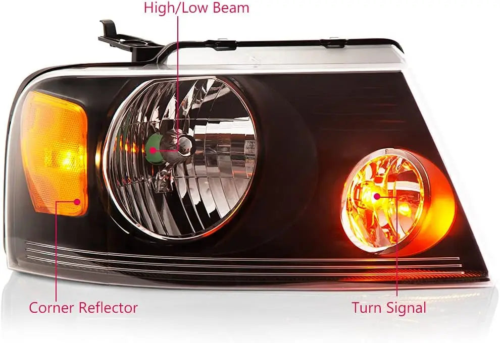 Headlight Assembly Compatible with Ford F150 2004 2005 2006 2007 2008/ Fit Lincoln Mark LT 2006-2008 Driver & Passenger Side Hea