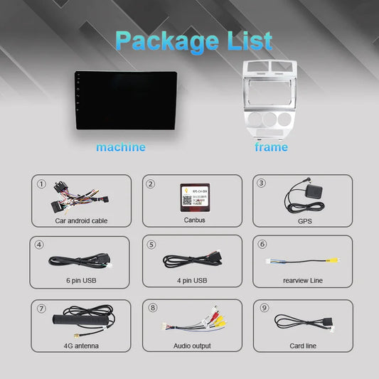 Android 14 For Dodge Caliber 2007 - 2012 2K QLED Android Car Radio Multimedia Video Player GPS AI Voice CarPlay 4G Stereo