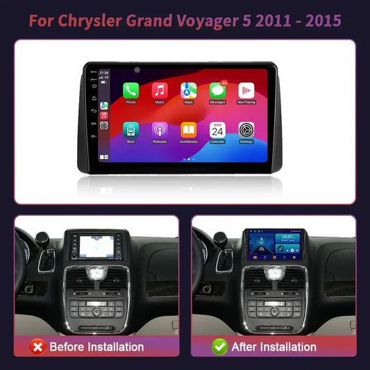 Wireless Carplay WIFI 2DIN Car Radio Android 14 for Chrysler Grand Voyager 5 2011-2015 Multimedia Video Player Navigation GPS