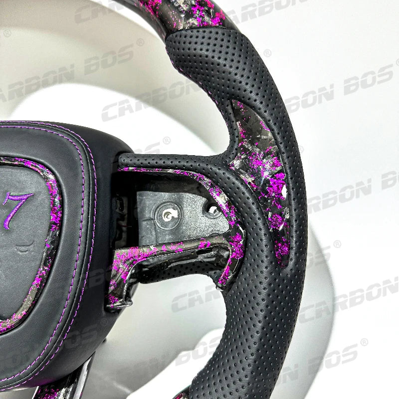 Upgrade Custom Carbon Fiber Steering Wheel for Dodge Challenger/Charger SRT HELLCAT 2012-2020 Car Purple Forged Carbon