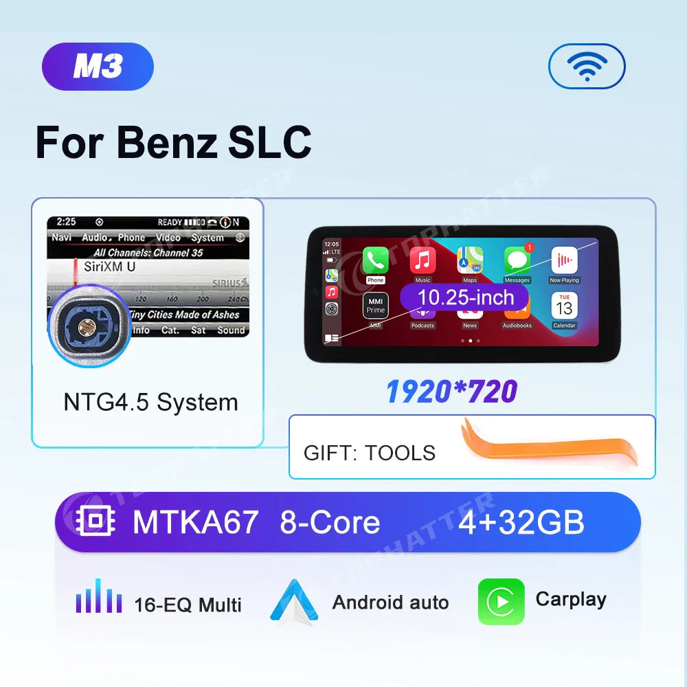 10.25 Car Radio For Mercedes Benz SL SLK SLC R231 R172 CarPlay Android Auto Multimedia Player 668S Head Unit Screen DSP Video