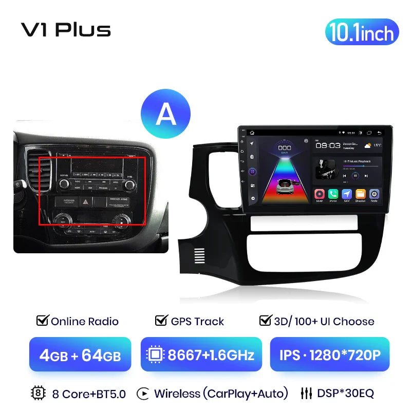 Junsun V3 Plus 2K Car Radio 7862 For Mitsubishi Outlander 3 GF0W GG0W 2012-2018 Wireless CarPlay Android Auto DSP GPS Navigation