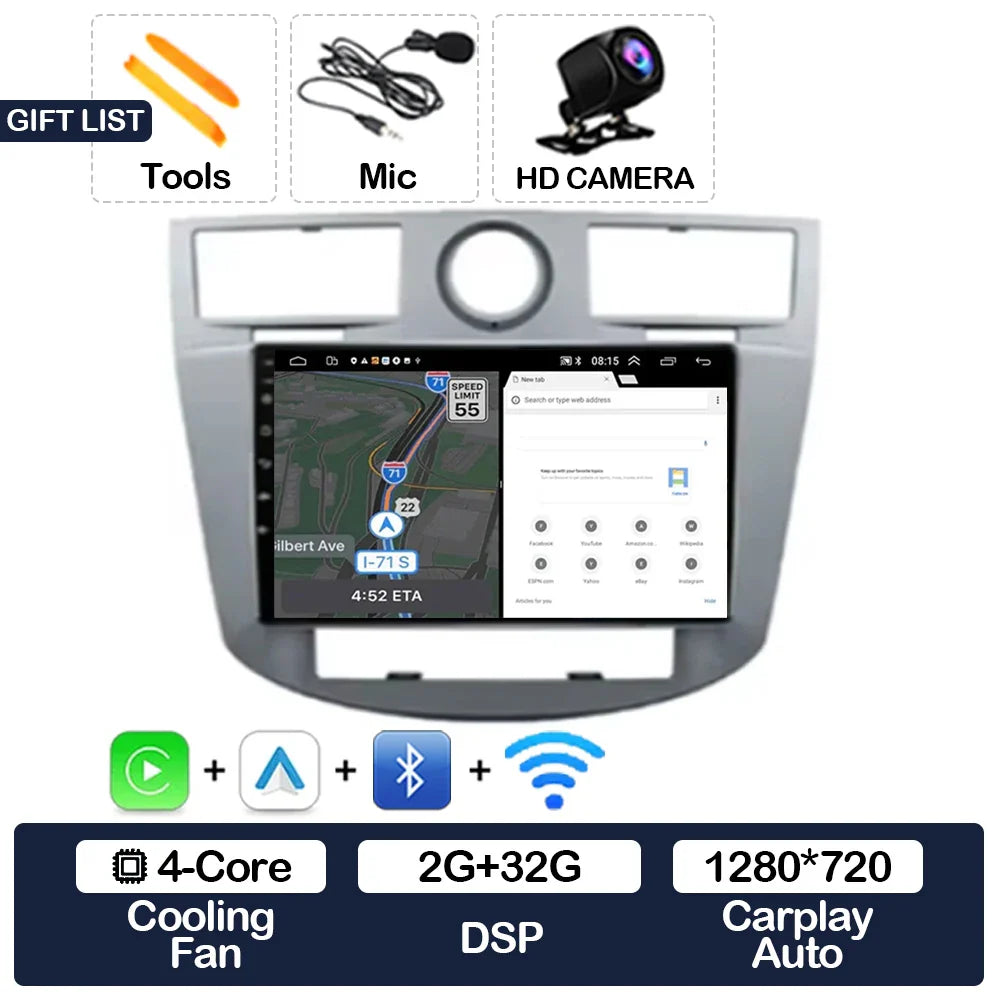 Android 15 Car Radio For Chrysler Sebring 3 JS Cirrus 2007 - 2010 GPS NAVI Multimedia Stereo Video Player 4G LTE 5G WIFI QLED BT