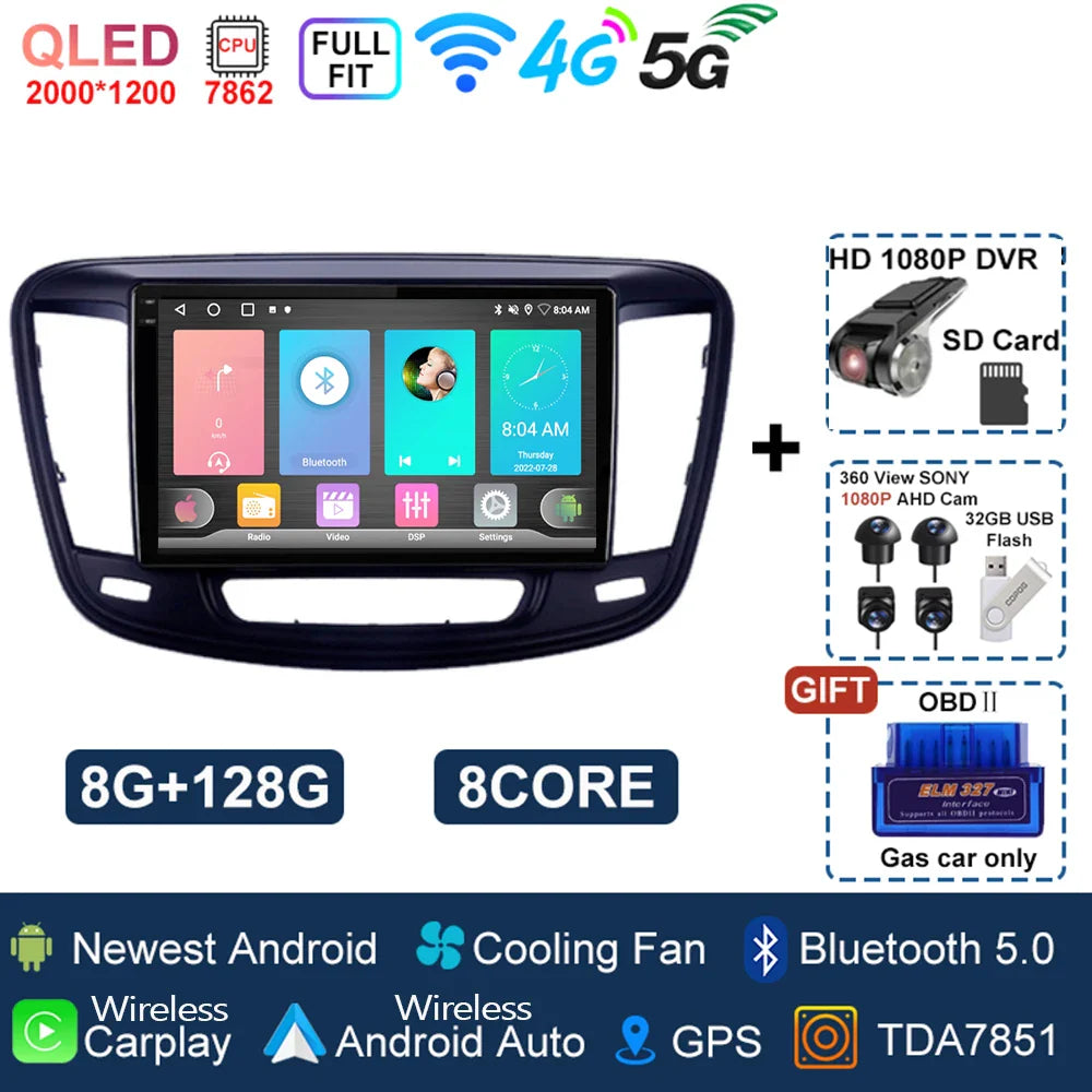 For Chrysler 200 200C 2015 - 2019 Android 14 Radio Video Player Car Autoradio Multimedia Screen Stereo Carplay Navigation