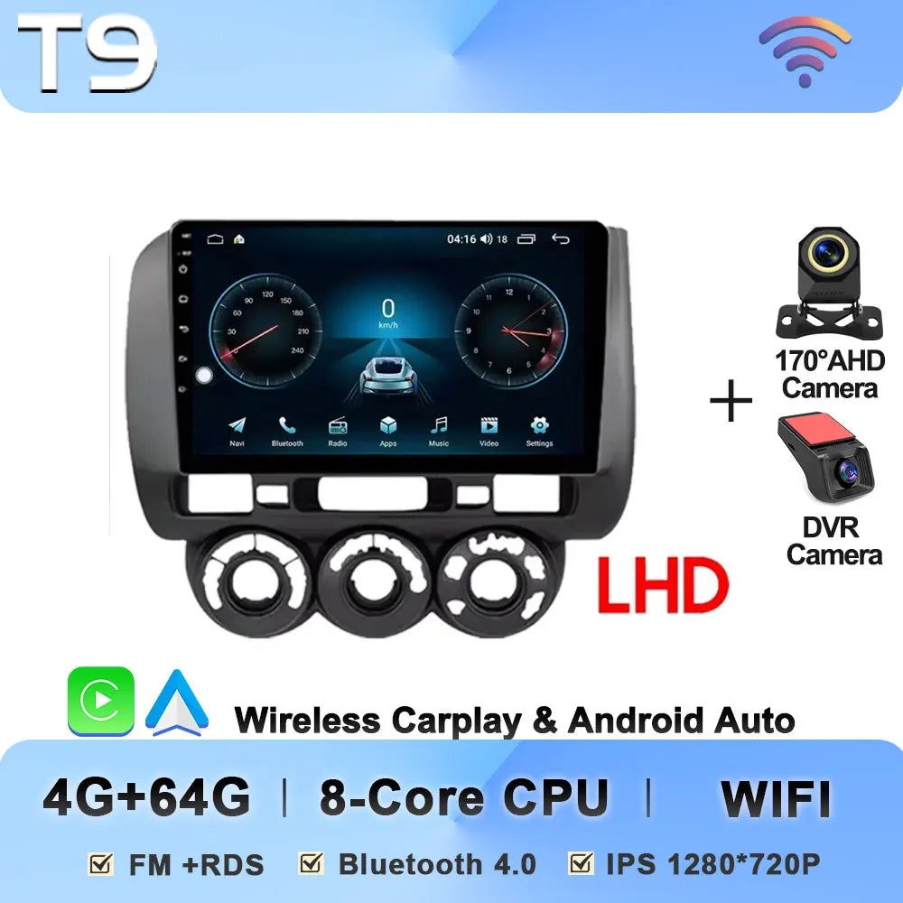 Android 14 Car Radio Multimedia Player For HONDA FIT JAZZ 2002 2003 - 2007 LHD RHD Carplay Autoradio GPS Navi 5G Wifi Bluetooth
