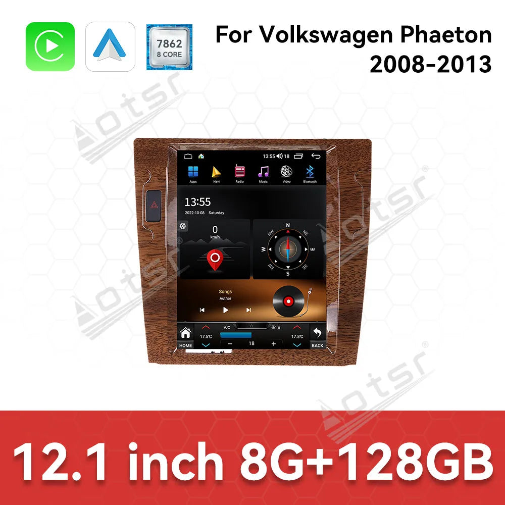 12.1 Inch AI Voice Screen Android 14 Auto Multimedia Car Radio Receiver For VW Phaeton 2003~2013 GPS Navigation IPS Head Unit