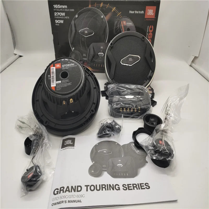 Free Shipping 1Set JBL-CLUB 6500C & JBL-GTO 609c 2-Way 6.5 Inch 180W Car Audio Door Bass Component Tweeters Speakers Kit Harman