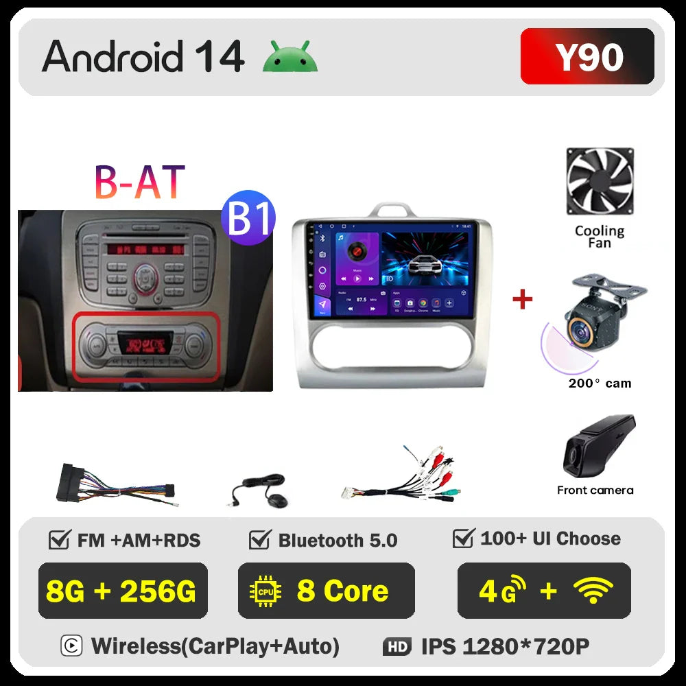 2din Android 14 Carplay Radio For ford focus 2 3 Mk2 Mk3 2004-2011 Automotive Car Multimedia GPS Autoradio 8 Core Wifi DSP BT
