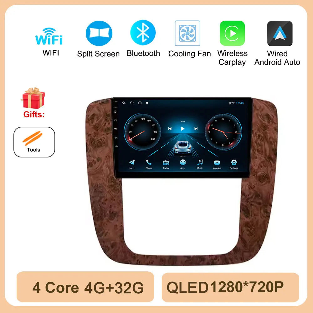 Android 14 for GMC Yukon Chevrolet Tahoe Suburban 2008-2012 Car Radio Multimedia Video Player Navigation Stereo GPS Navi 4G TOOL