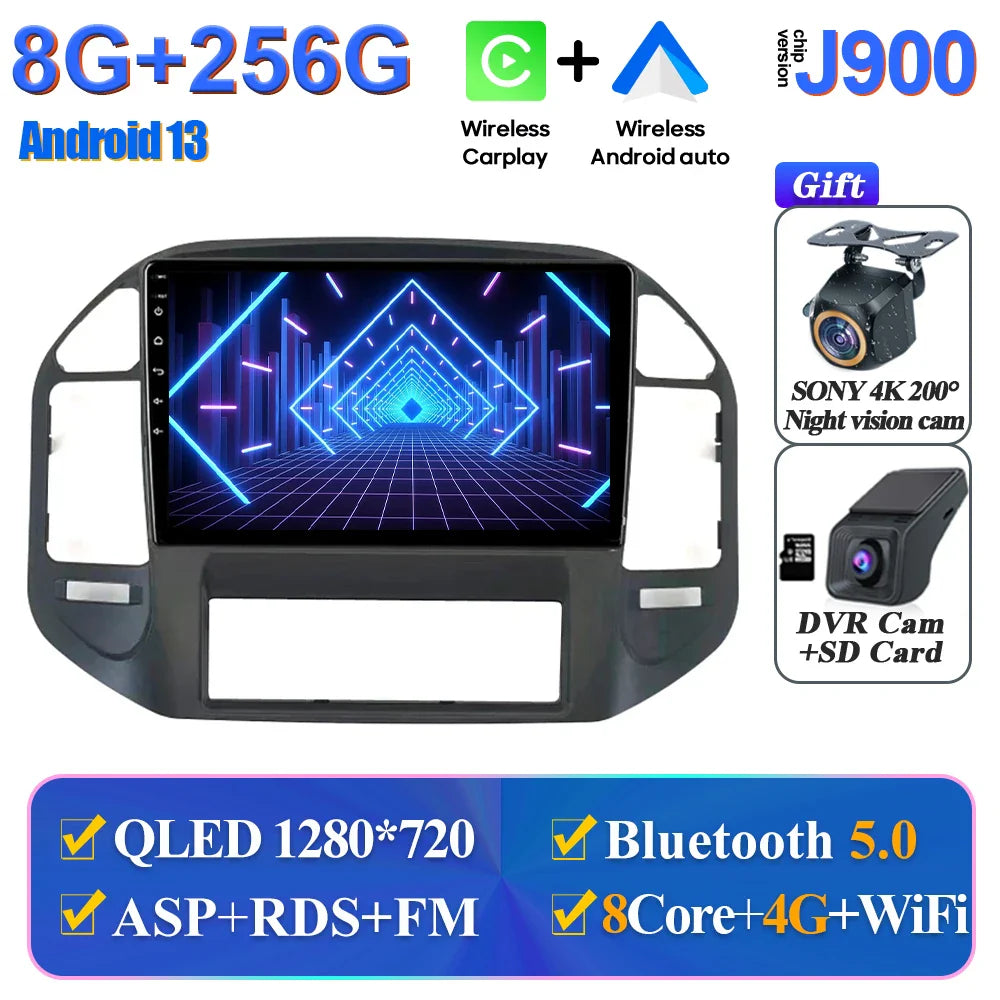 Wireless Android Head Unit For Mitsubishi Pajero 3 V70 V60 1999-2006 Car Auto Radio Carplay Multimedia GPS Navigation No 2din 4G