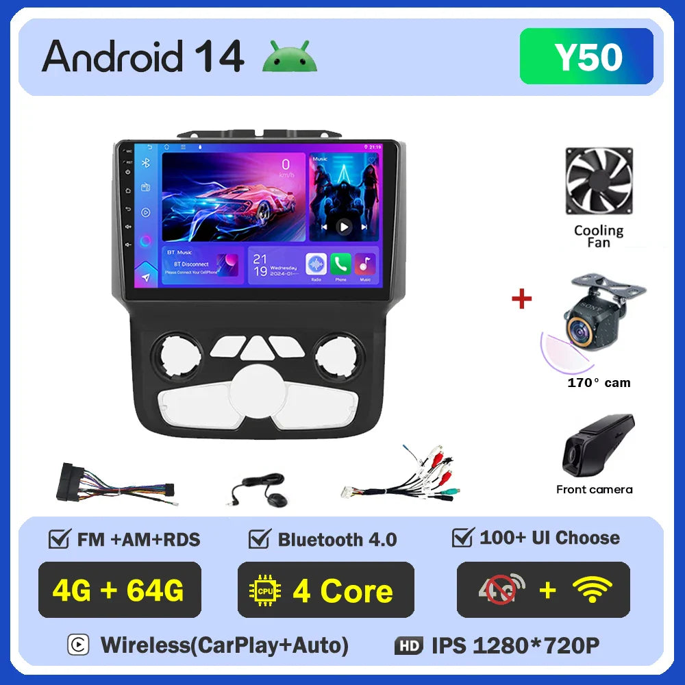 For Dodge Ram 1500 2500 3500 (2013-2019) Carplay Auto Screen Wireless Android Auto Car Intelligent Systems AutoMotive 8 Core DSP