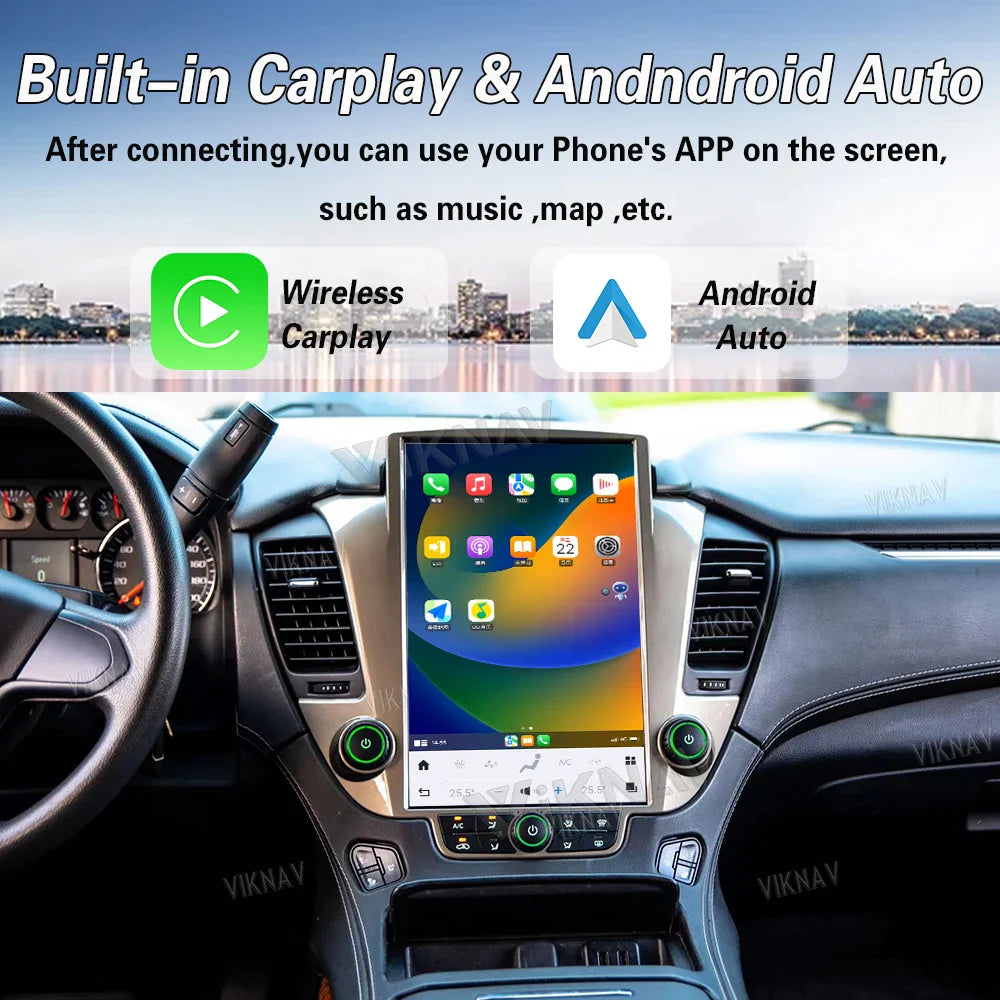 Viknav Car Radio For 2014-2020 Chevrolet Suburban Tahoe GMC Yukon 14.4 Inch Wireless Carplay GPS Navigation Multimedia Player