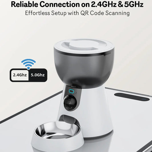 4L New 2.4G 5G HD Camera with Timer Voice Smart Automatic Pet Feeder for Cats and Dogs WiFi Smart Dry Food Feeding Bowl
