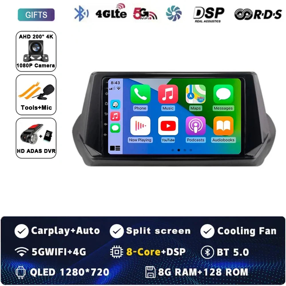 Android 15 Carplay Auto For Peugeot 2008 208 2019 2020 2021 2022 Car Radio Multimedia Video Player Navigation GPS No 2Din 2 Din