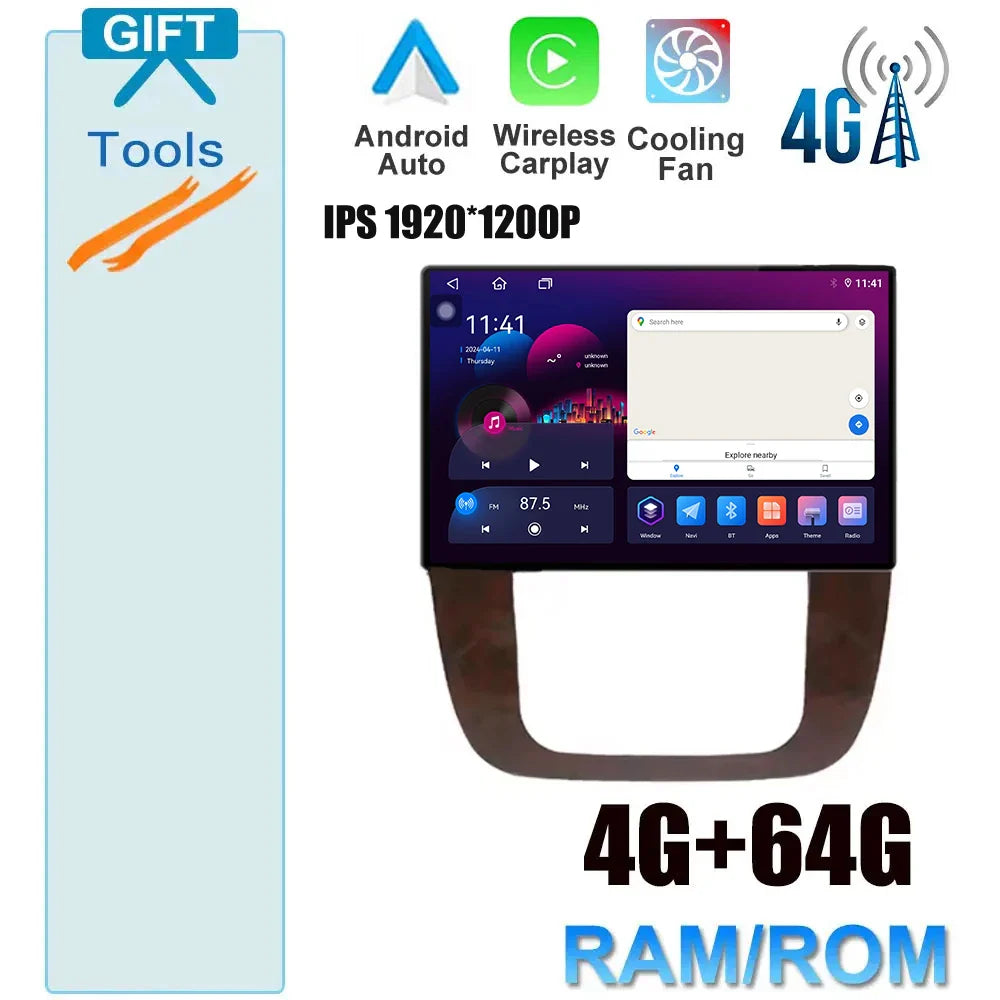 Android 14 Car Radio For GMC Yukon Chevrolet Tahoe Suburban 2008 - 2012 13.1Inch Screen GPS Navigation Wireless Carplay 4G WIFI