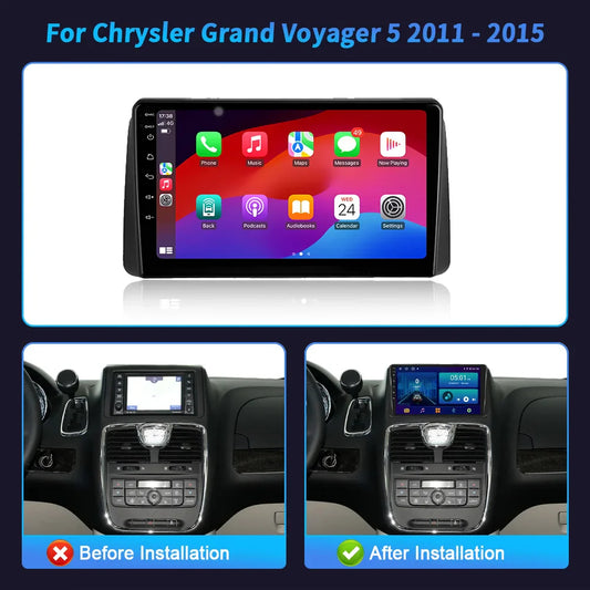 Car Radio Android 14 Multimedia Wireless Bluetooth Carplay For Chrysler Grand Voyager 5 2011-2015 7862S 8G 256G 2K QLED Screen