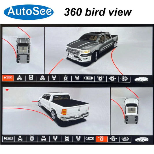 suit original OEM monitor 2020 for Dodge RAM 360 camera bird eye 3D Panorama view front rear backup Surround parking reverse kit
