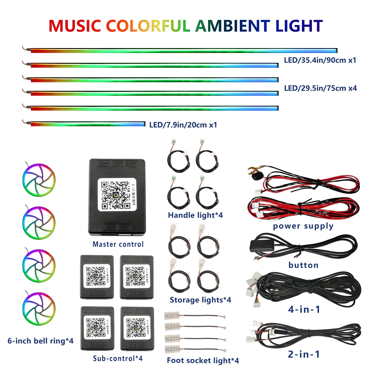 FILIPLI For The MERCEDES-BENZ CLA For 2016 Smart 64 RGB Color Car Ambient Self-Adhesive Light With APP Control Easy To Install