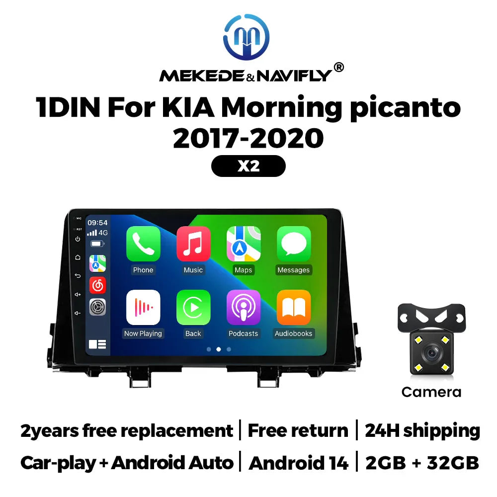 MEKEDE&NAVIFLY Android 14 For KIA Morning picanto 2017-2020 Car Stereo 1 Din Autoradio Carplay Host unit 9" Android touch screen