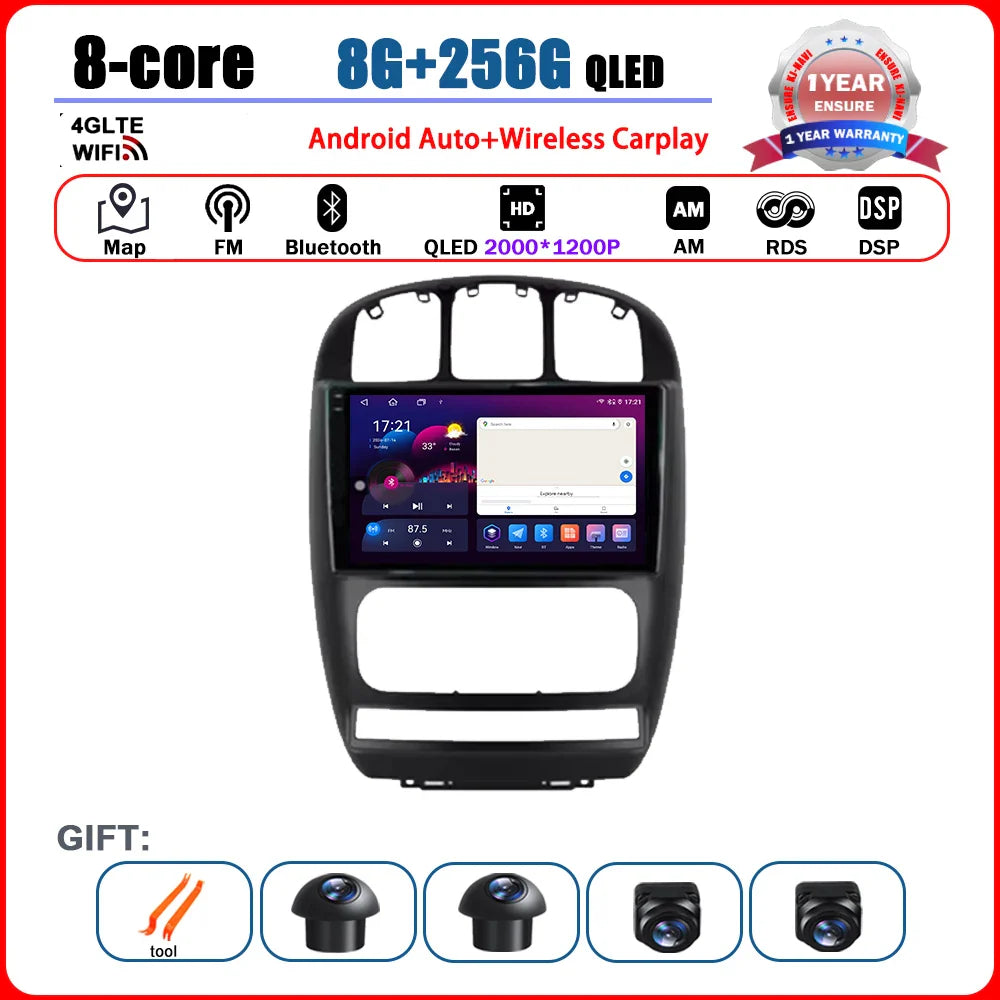 Car Radio Multimedia Player Android 14 System for Dodge Caravan 4 For Chrysler Grand Voyager RS 2000 - 2012 GPS Navi WiFi BT