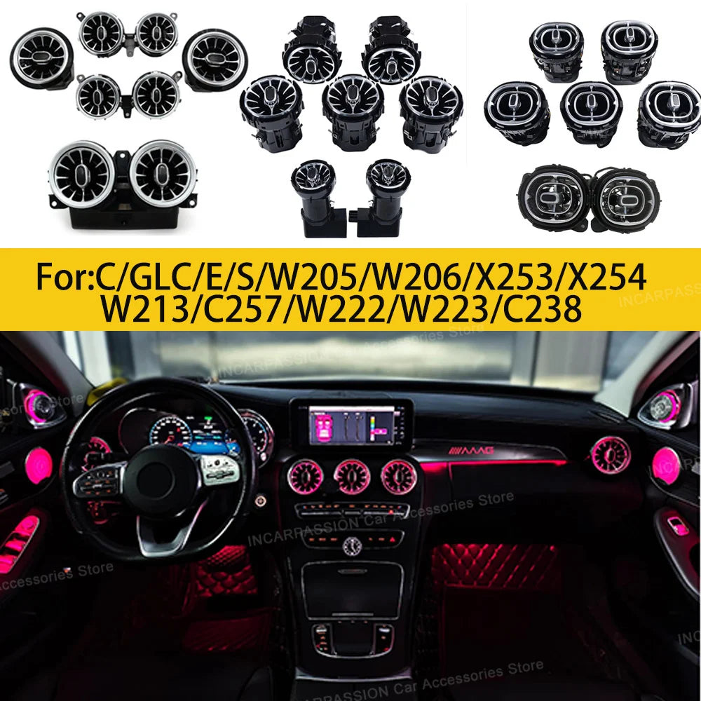Upgrade LED Turbine Nozzle Ambient Light for Mercedes Benz W213/W205/X253/W222/W223/W206 C/E/GLC/S-Class Air Vents