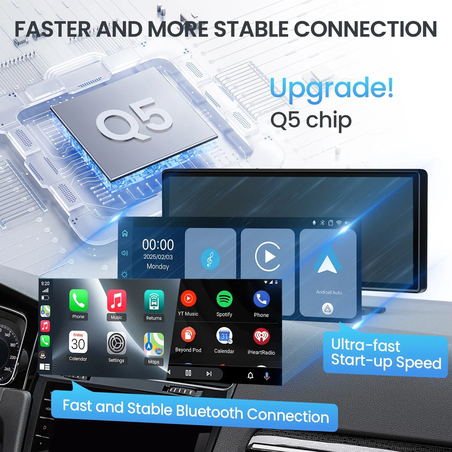 Movyxor 10.26 Wireless Carplay Android Auto Screen Auto BT Mirror Cast HD GPS Navigation Plug Play All Cars 2025 Model