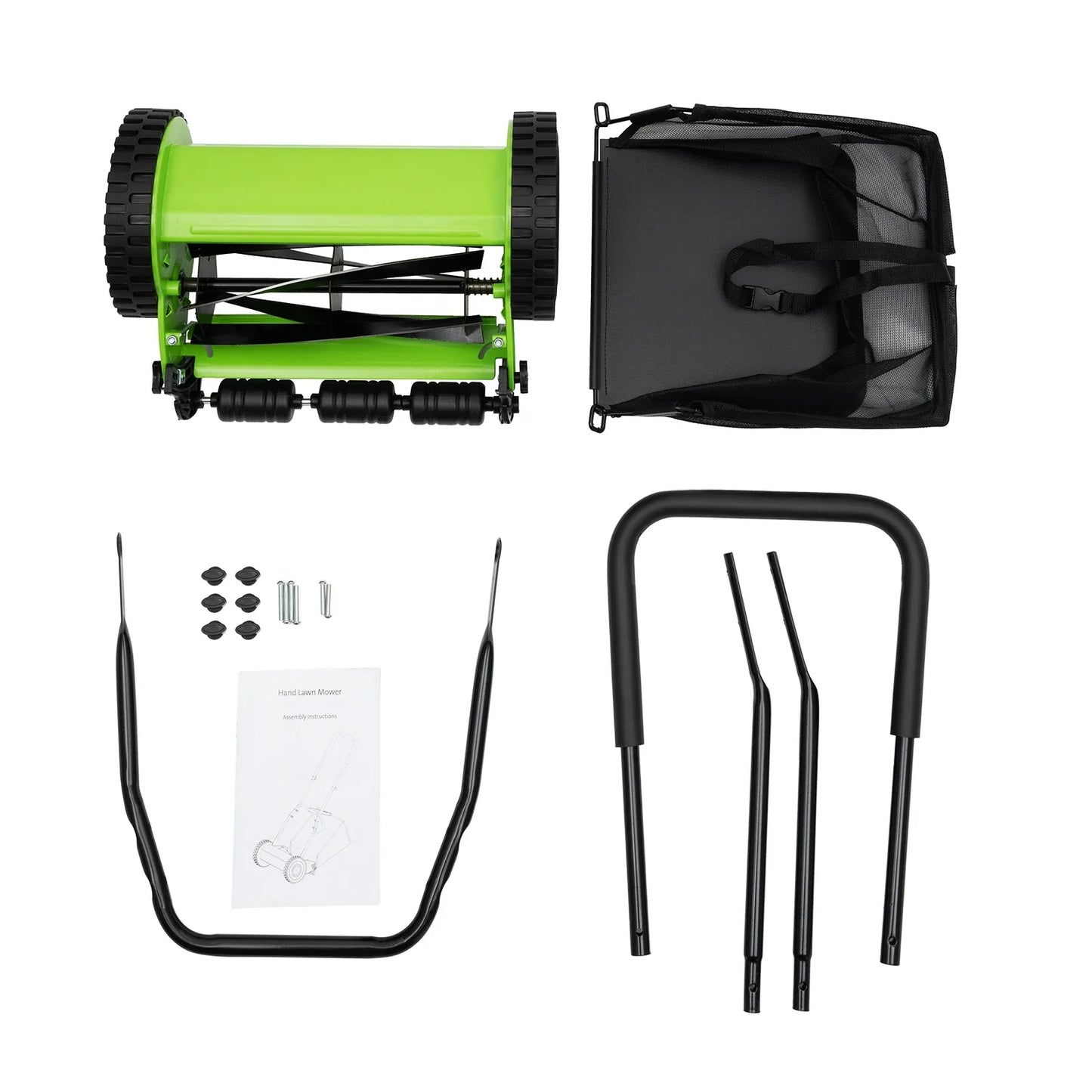 12" Hand Push Lawn Mower Manual Reel Lawn Sweeper Adjustable 5 Blades Grass Catcher Manchine Gardening Kit 23L for Courtyard power tools