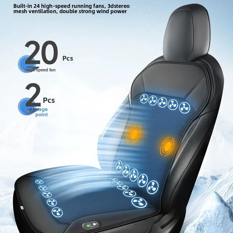 Car Cigarette Lighter Powered 24 Fans Universal Air Conditioning Seat Cover Cooling Car Seat Cushions Car Ventilated Seat Cover