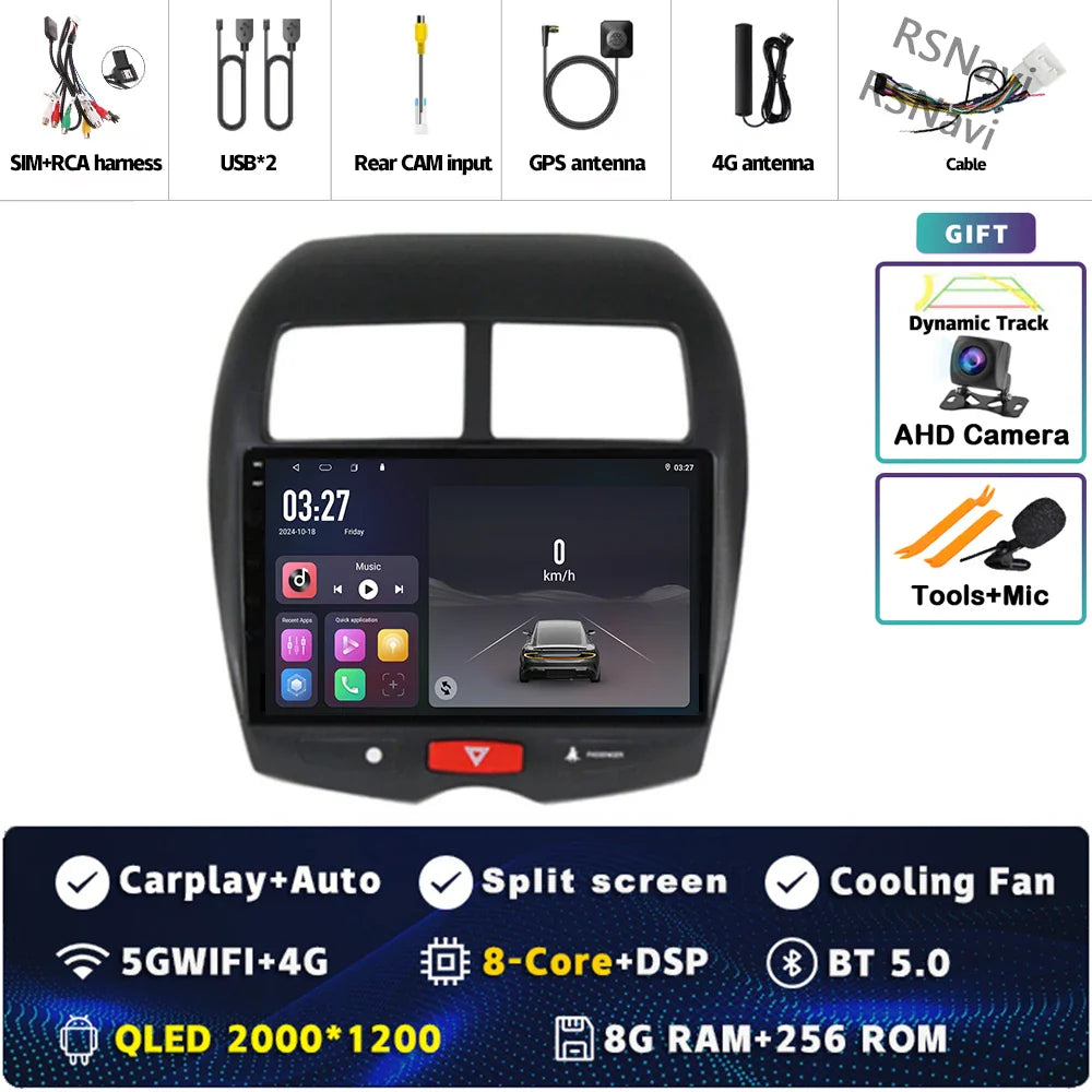 Android 14 For Mitsubishi ASX 1 2010 - 2016 2K QLED Android Car Radio Multimedia Video Player GPS Stereo CarPlay 4G Head Unit