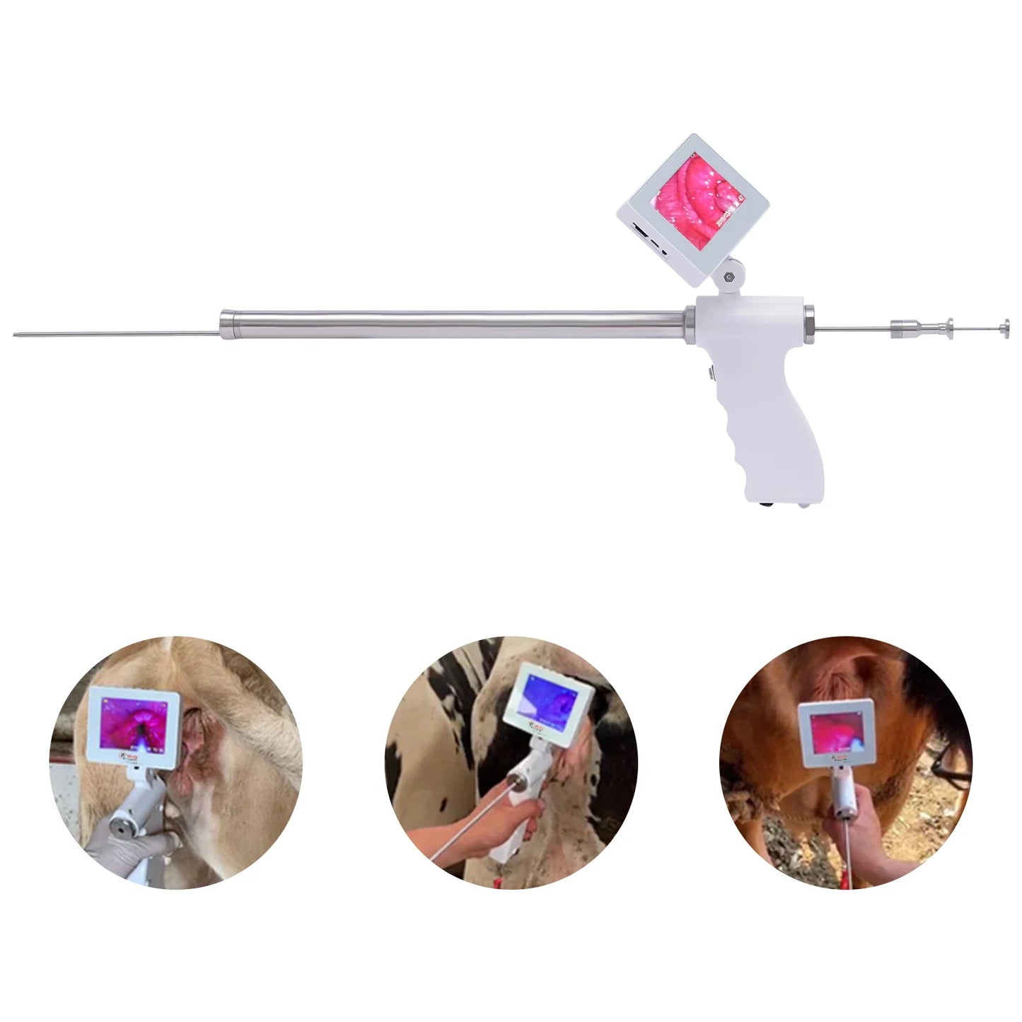 Cattle AI Kit with 15MP Camera, 3.5-Inch LED Display, Anti-Fall Rope, and 8 Hours Battery Life for Insemination Process –