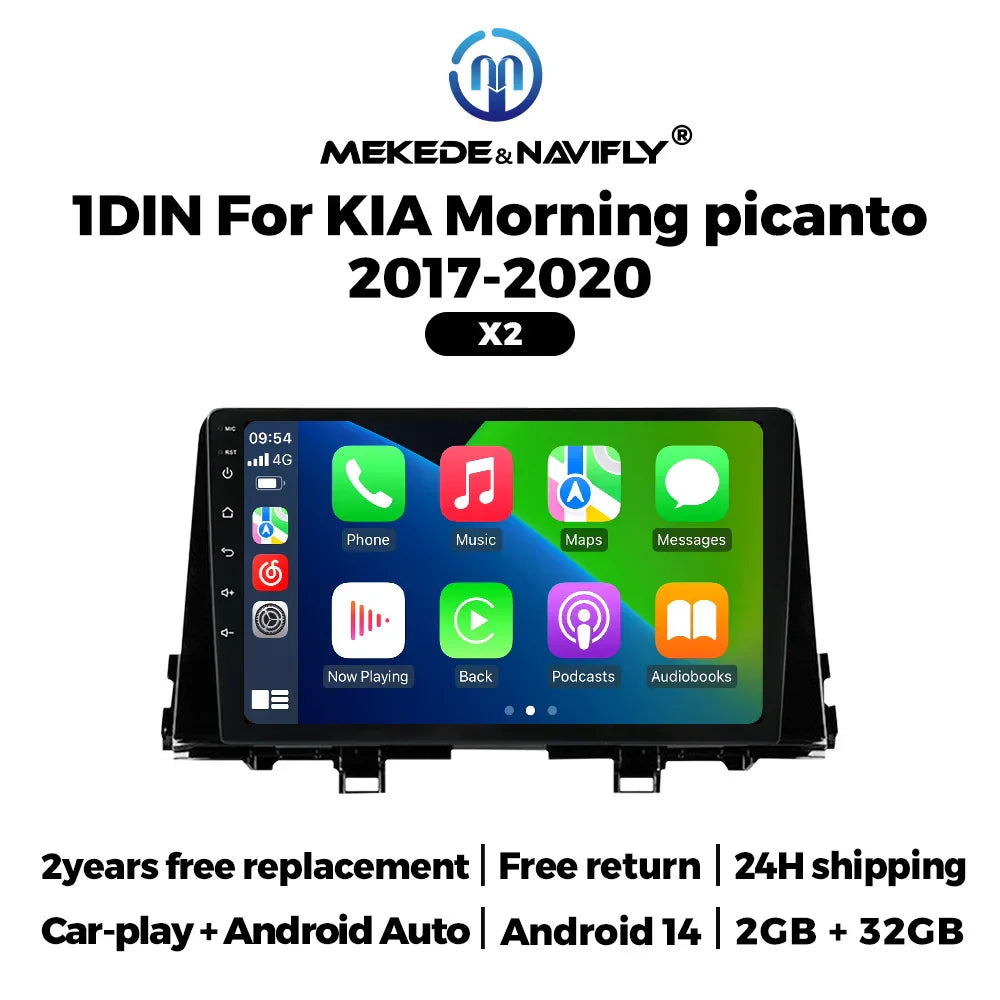 MEKEDE&NAVIFLY Android 14 For KIA Morning picanto 2017-2020 Car Stereo 1 Din Autoradio Carplay Host unit 9" Android touch screen