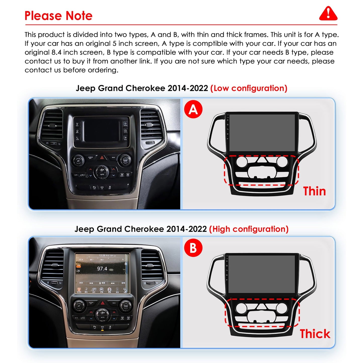32GB Android 13 Bluetooth Apple Carplay Wifi RDS Car Stereo Radio Head Unit Multimedia GPS Navigation Player For Jeep Grand Cherokee WK2 2014 2015 2016 2017 2018 2019 2020 2022
