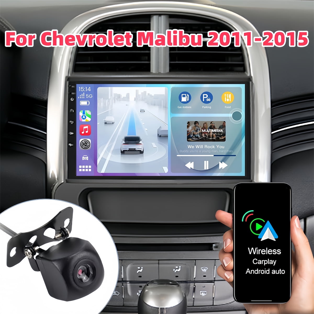 Guwzn Car Stereo Radio for Chevrolet Malibu 2011-2015 9" Touchscreen 2+32G Vehicle GPS Navigation Wireless CarPlay Android Auto