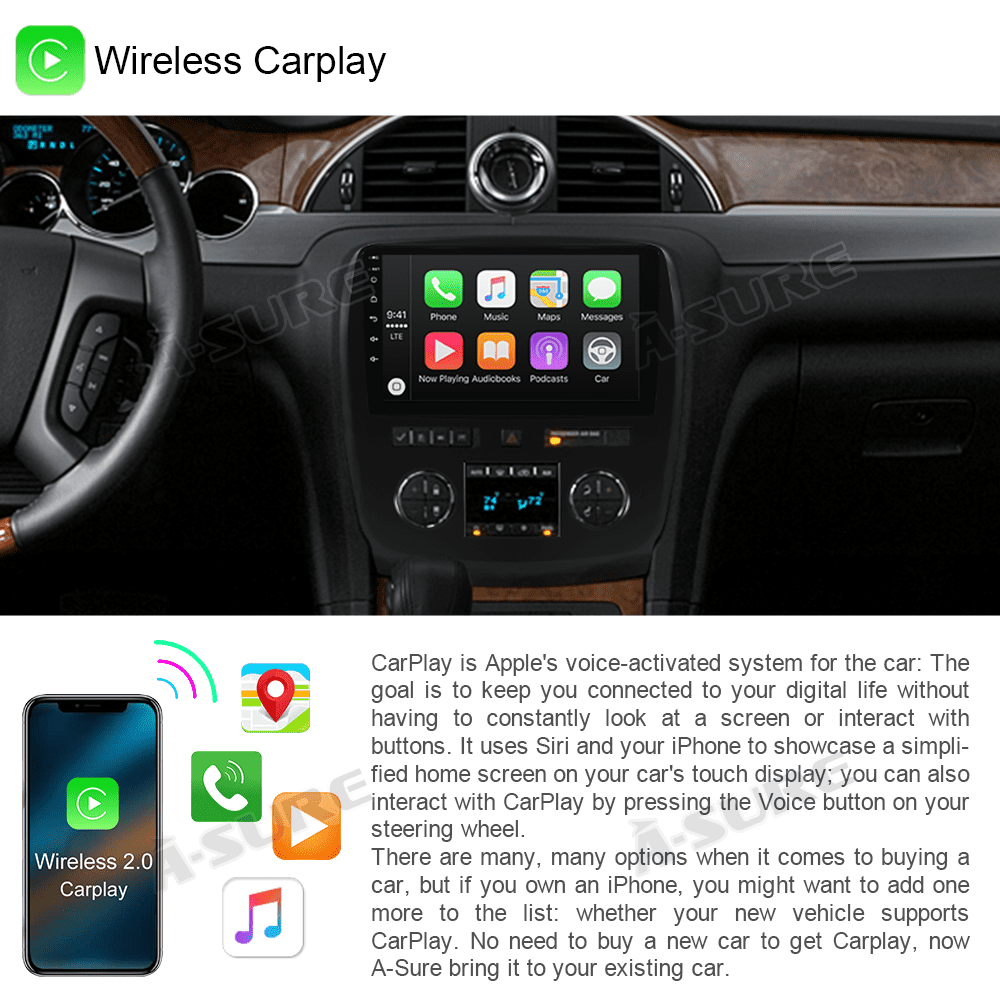 9'' Android 12 Car Radio Stereo for Chevy Buick Enclave 2008-2012 Apple Carplay 2+32GB GPS BT WIFI