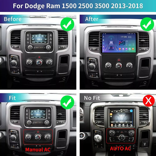 For 13-19 Dodge Ram 1500 2500 3500 2+32G Carplay Android Auto Car Stereo Head Unit GPS Navi