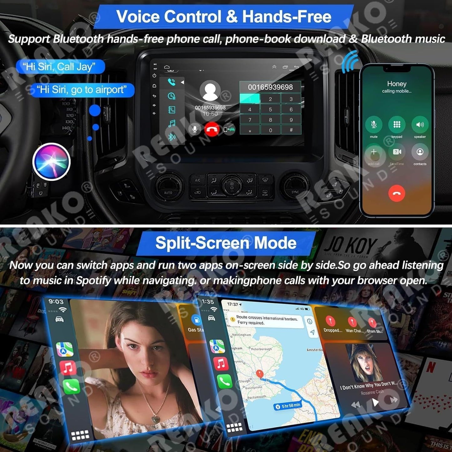 Car Stereo Radio for 2014-2018 Chevrolet Silverado & GMC Sierra,Android Wireless CarPlay Android Auto Silverado Radio Support Back-up Camera/Voice Contro/Map Navigation/FM Radio/SWC