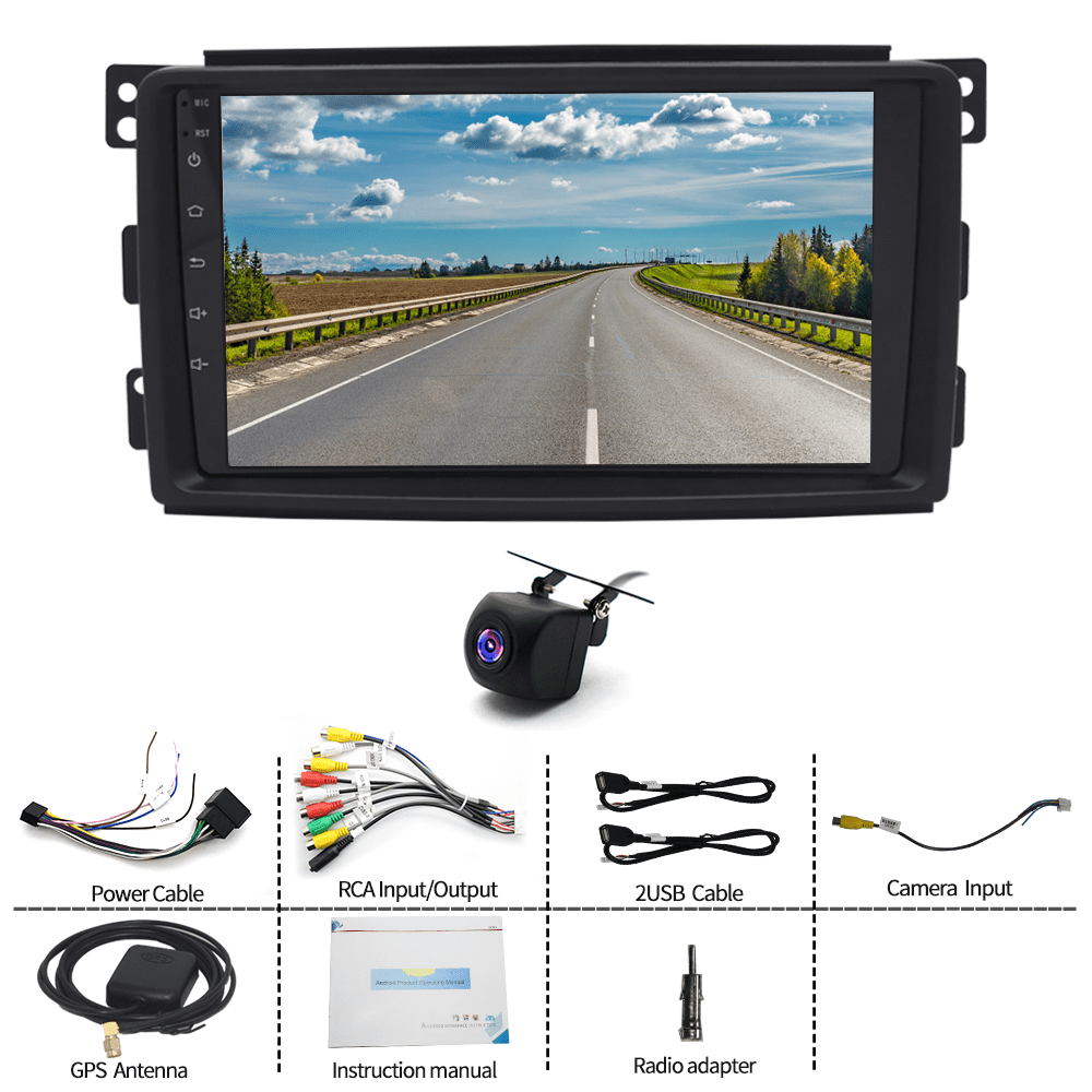 Mercedes-Benz Android Head Unit IKASEFU Car Stereo Radio for Benz Smart Fortwo 2005-2010, 9 Inch GPS Navi Wireless CarPlay Android Auto Head Unit IPS Touch Screen FM AM RDS DSP