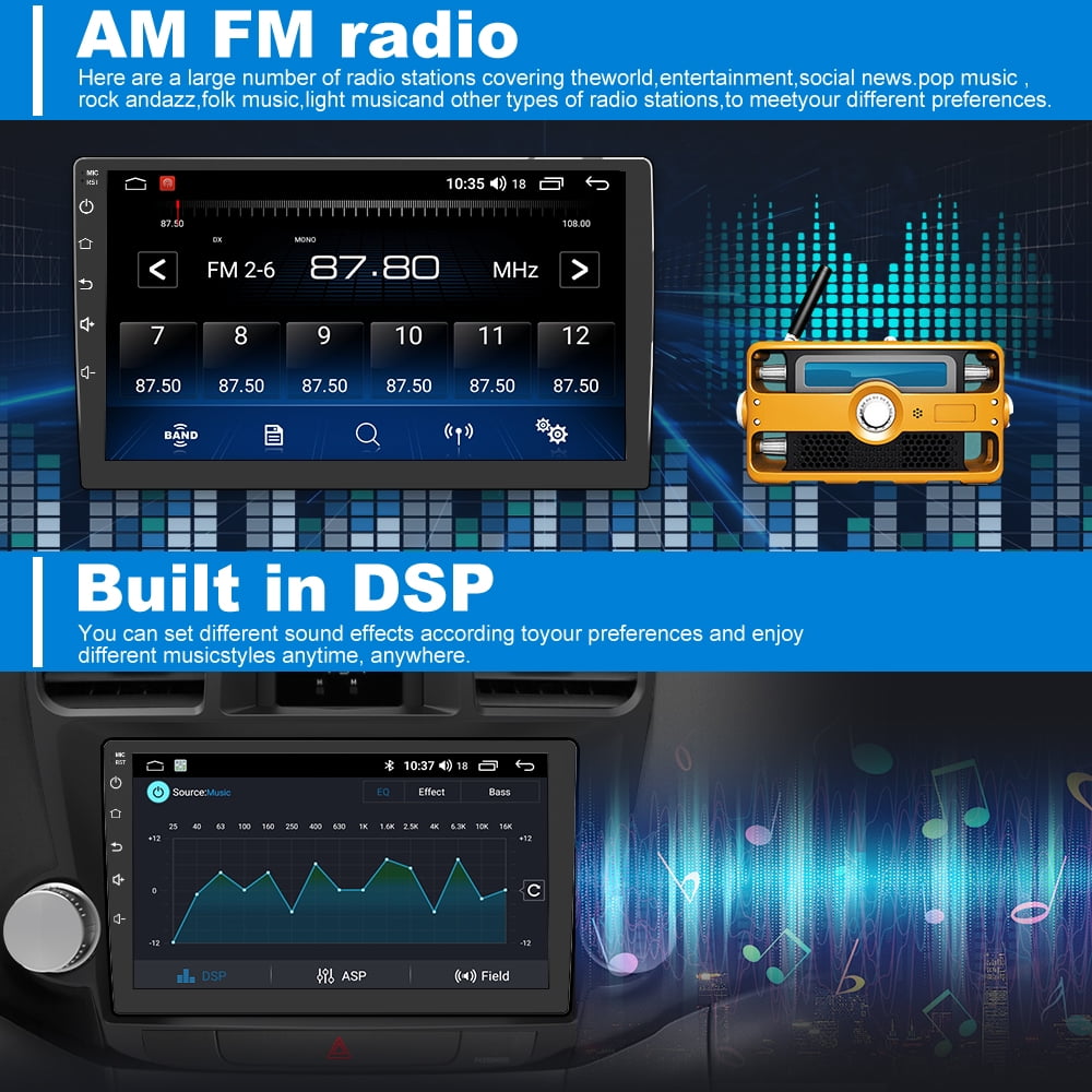 Toyota Android Head Unit AWESAFE Android 13 Car Radio Stereo for Toyota Highlander 2008-2013 with Wireless Carplay Android Auto 10 Inch Touch Screen 2GB 32GB WiFi GPS Bluetooth SWC