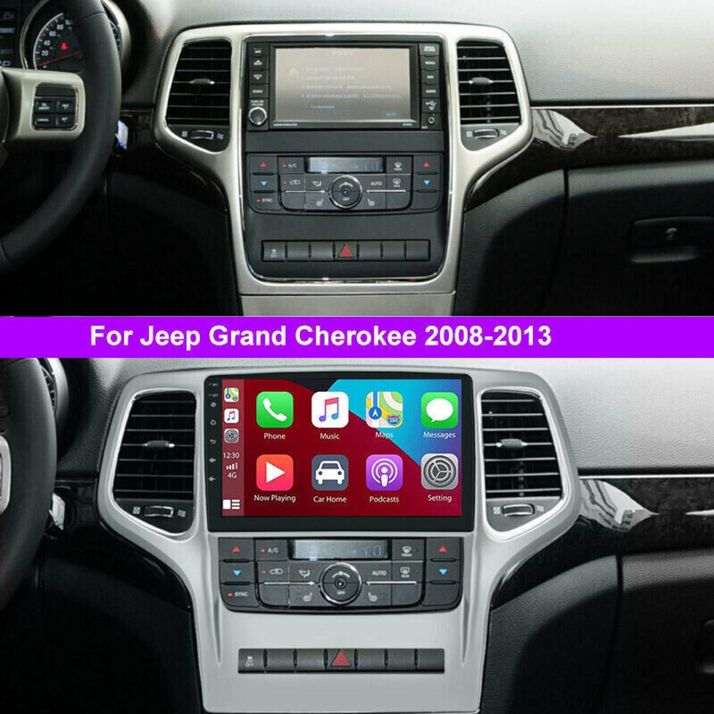 Zcargel Android 12 Car Stereo Radio for Jeep Grand Cherokee 2008 2009 2010 2011 2012 2013, 9 inch Car Stereo Built-in HiFi GPS Navigation Head Unit System 2G & 32G,