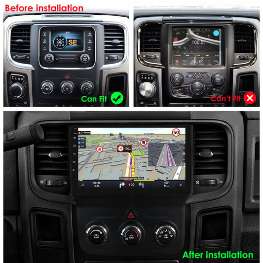 Android 13 Bluetooth Apple Carplay 2+32GB Wifi RDS Car Stereo Radio Head Unit GPS Navigation Player For Dodge Ram Pickup 1500 2500 3500 2013-2018 With Manual AC