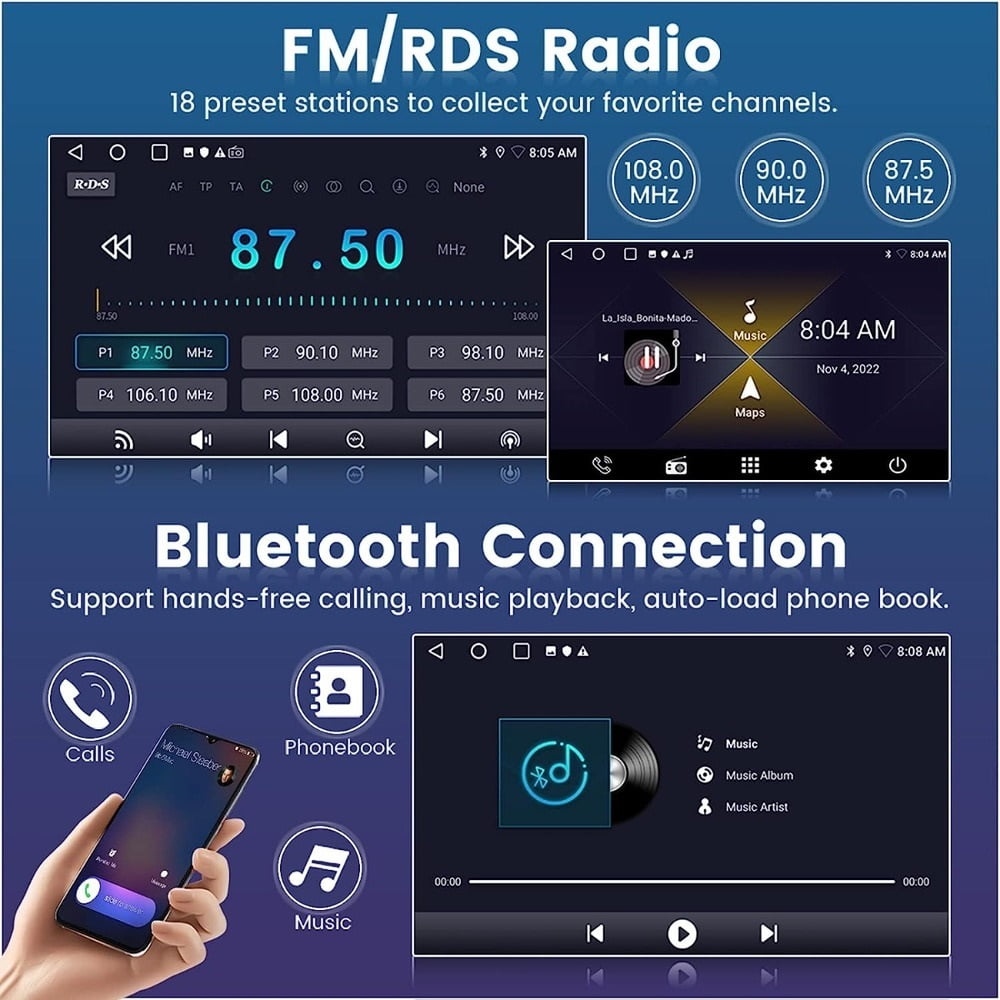 Android Car Stereo for Suzuki SX4 2006-2013,9-inch Touch Screen Double Din Auto Radio with GPS Navigation Bluetooth FM Support Mirror Link Backup Camera