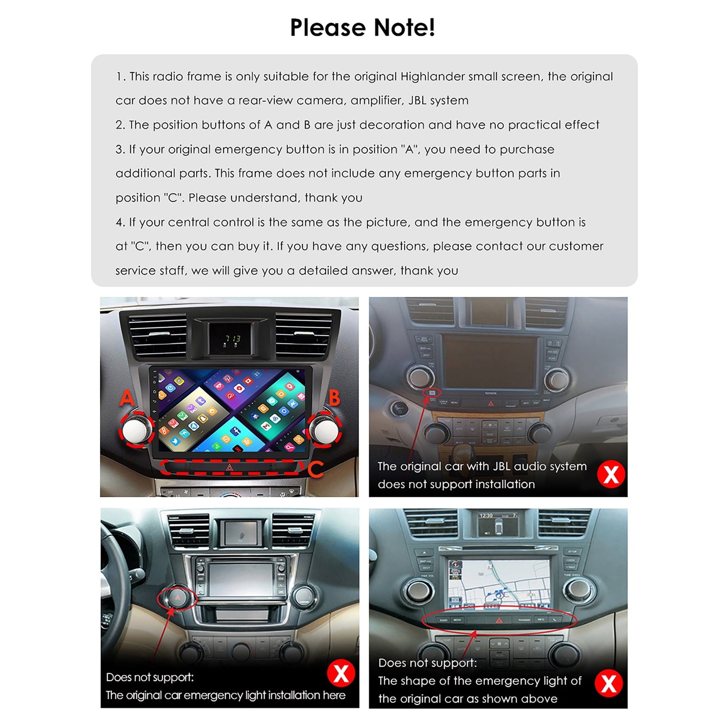 Toyota Android Head Unit Android 13 Bluetooth Apple Carplay 4+64GB Wifi RDS Car Stereo Radio Head Unit GPS Navigation Player For Toyota Highlander 2008 2009 2010 2011 2012 2013